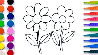 Flowers Coloring Pages Salt Painting  Fun Art Learning Colors Video [upl. by Homer]