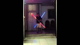 Lightsaber staff dual double flourish spinning [upl. by Akedijn755]