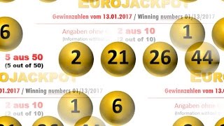 Eurojackpot Gewinnzahlen Ziehung vom Freitag 13012017 Jackpot nicht geknackt [upl. by Ahsikar]