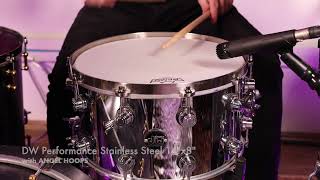 ANGEL HOOPS comparison test  DW Performance 14quotx8quot stainless steel snare drums [upl. by Nnire638]