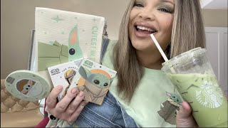 ASMR lofi get ready with me doing my face with baby Yoda makeup EVERYTHING IS GREEN [upl. by Ynafit]