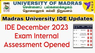 Madras University IDE December Exam Internal Assessment Opened👍 [upl. by Nylinej]