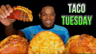 CRISPY JERK CHICKEN TACOS MUKBANG  TACO TUESDAY MUKBANG  JERK CHICKEN NAAN [upl. by Yug]