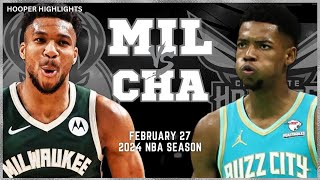 Milwaukee Bucks vs Charlotte Hornets Full Game Highlights  Feb 27  2024 NBA Season [upl. by Rand]