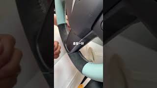 Steering wheel cover sewing last stitch methodautomobile steeringwheelcover tesla teslamodely [upl. by Adhern]