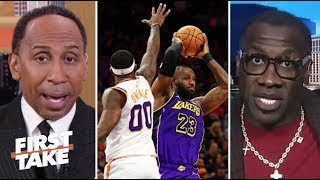 FIRST TAKE  quotLA will win it allquot  Stephen A amp Shannon RIPS Perkins despite Lakers loss to Suns [upl. by Ahseirej]