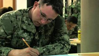 AFN Rota Newsbreak Junior NMCB3 Sailors take E4 advancement exam [upl. by Eilatan595]