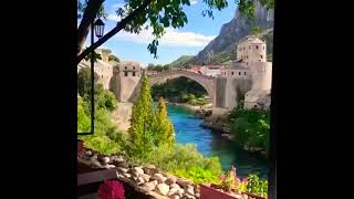 View on Stari Most  Mostar  Bosnia and Herzegovina [upl. by Asiled]