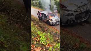 Rally racing Citroen Rally caught fire rallye rallyesports drift wrc drifting motorsport [upl. by Calla]