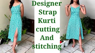 Beautiful Straps Kurti Design Cutting and stitching Very Easy Strappy Dress nikunjboutique [upl. by Eppilihp426]