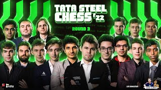 Tata Steel Chess 2022 Round 3  Vidit Pragg Carlsen Giri  Live commentary [upl. by Aiciles79]