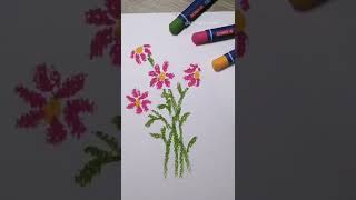 Oil Pastel Flowers Drawing using my niece budget friendly crayola shorts relaxing [upl. by Laidlaw]