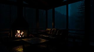 Porch Haven  Thunderstorm Fireplace amp Dimmed Lights Relaxing ASMR⛈️ [upl. by Aknaib247]