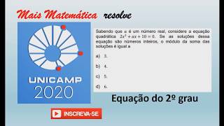 UNICAMP 2020  Equação do 2º Grau  Sabendo que 𝑎 é um número real considere a equação [upl. by Kono753]