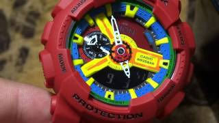 CASIO GSHOCK REVIEW AND UNBOXING GA110FC1DR quot HYPER COLORSquot [upl. by Sehcaep]