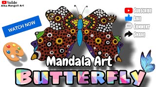 Easy Butterfly🦋 Mandala Art🎨  butterfly drawing alkarangoliart mandalaart [upl. by Sarad]