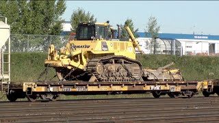 Komatsu Heavy Equipment Flatcar Loads [upl. by Tamberg494]