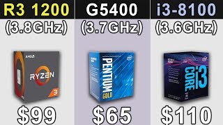 R3 1200 38GHz OC vs Pentium G5400 37GHz vs i38100 36GHz  GTX 1070  New Games Benchmarks [upl. by Tiraj]