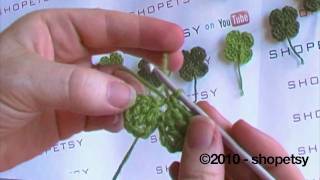 Crocheted 4Leaf Clover Shamrock Tutorial [upl. by Imre]