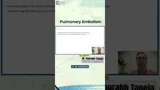 Pulmonary Embolism by Dr Saurabh Taneja  Anesthesia Residency  conceptual anesthesia [upl. by Ariahay]