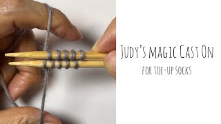 Judy’s Magic Cast On for toeup socks [upl. by Betthel]