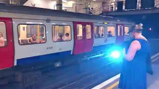 Sparks on London Tube Track  Aldgate East Station HampC Line 2572018 [upl. by Bbor]