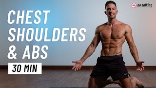 30 Min Upper Body Workout for Chest Shoulders amp Abs  At Home No Equipment [upl. by Grous]