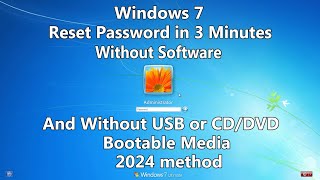 2024 How to Reset Windows 7 Password without any Software or Bootable USBCDDVD media [upl. by Assirok938]