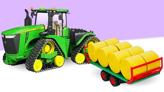 Un tractor con remolque Tractores infantiles Videos de coches y vehículos de servicio para niños [upl. by Gonsalve830]