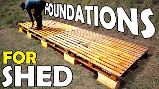 How to Build a Pallet Deck for Shed Cabin Foundation 1 [upl. by Landrum]