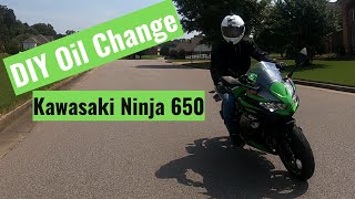 DIY Oil Change Kawasaki Ninja 650 [upl. by Urbanna]