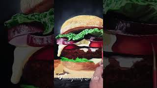 Cheesiest Veg Burger😍🤤 shorts trending burger cheese painting art artist reels [upl. by Milson]