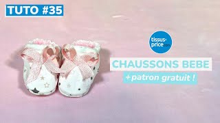 Tuto DIY  Chaussons pour nouveauné par Tissus Price [upl. by Jorie645]