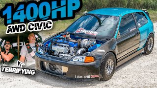 1400HP AWD Civic is Terrifyingly FAST FRUSTRATE EG Ridealong FASTEST Honda on the Street [upl. by Haroun625]