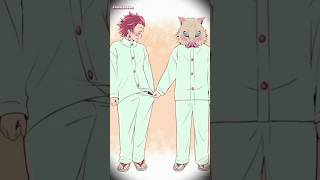 Inosuke tightly holding tanjiro clothe🤣❤ demonslayer edit cute fun trending anime shorts [upl. by Laise]