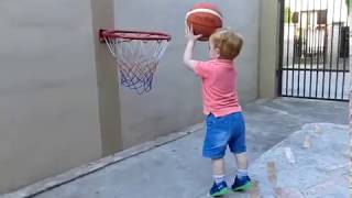 Amazing Baby Basketball Video 22 month old playing basketball [upl. by Aehtla]