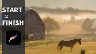 Paint Like A FINE ARTIST In Procreate Learn How to Paint A Loose Landscape In Procreate Tutorial [upl. by Hammer]