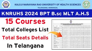 KNRUHS BPT Bsc MLT amp AHS Colleges List 2024  KNRUHS AHS Colleges list [upl. by Ollie]