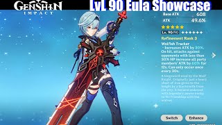 Genshin Impact  LvL 90 Eula Damage amp Skills Showcase Main DPS [upl. by Eugenius]