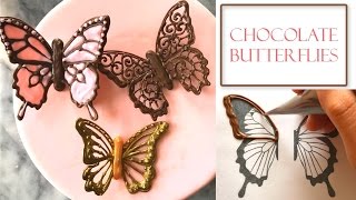 How to Make Chocolate Butterflies  Piped Filigree Designs [upl. by Lesoj]