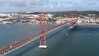 Crossing the big river “Tagus River”via Fertagus O Comboio Da Ponte [upl. by Biamonte]