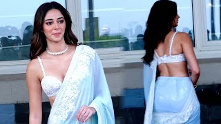 Ananya Pandey In Beautiful Saree Arrives At Sister Alanna Wedding [upl. by Levi]