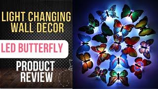 LED Butterfly Sticker Light Changing Wall Decor  Product Review  Wide Traders [upl. by Edahc578]