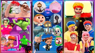 SKIBIDI TOILET 🆚 EXTRA SLIDE 🆚 BUS EATER 🆚 HOUSE HEAD 🆚 ODDBODS  Tiles Hop EDM Rush [upl. by Aranahs691]