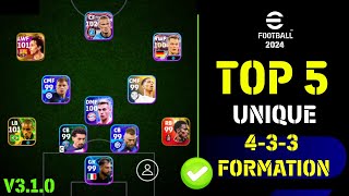 Top 5 Unique 433 Formation In eFootball 2024 Mobile  Rare 433 Formation 😍🤩 [upl. by Mun]