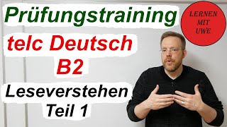 telc Deutsch B2 – Prüfung  01  Erklärung und Tipps zum Leseverstehen Teil 1 [upl. by Ahsiemal]