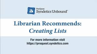 Librarian Recommends Creating Lists [upl. by Malone]