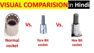 Visual Comparision Hex Bit Socket Vs Torx Socket Vs Standard Socket  Hex amp Torx Bit Me Difference [upl. by Farny]