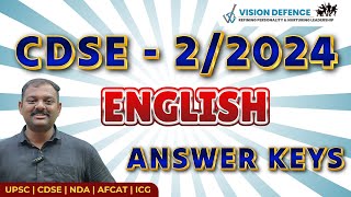 CDSE22024 English Paper Answer Key  Solutions amp Analysis  English  Key  Review [upl. by Ennairb880]