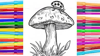 Drawing Painting Coloring Beautiful Mushroom Marker Techniques [upl. by Anippesuig402]